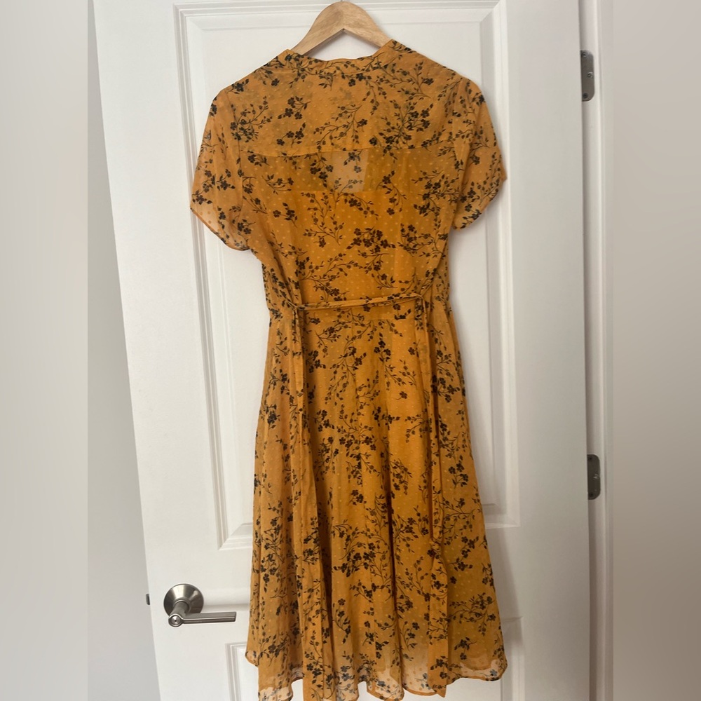 Nanette Lepore midi dress floral mustard belted size 6 - Picture 6 of 11